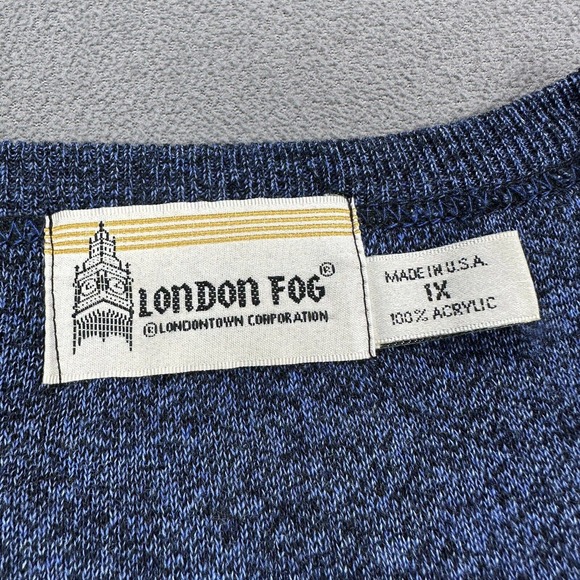 VINTAGE London Fog Sweater Vest Mens XL Blue Black Acrylic V Neck Made In USA - Picture 6 of 7